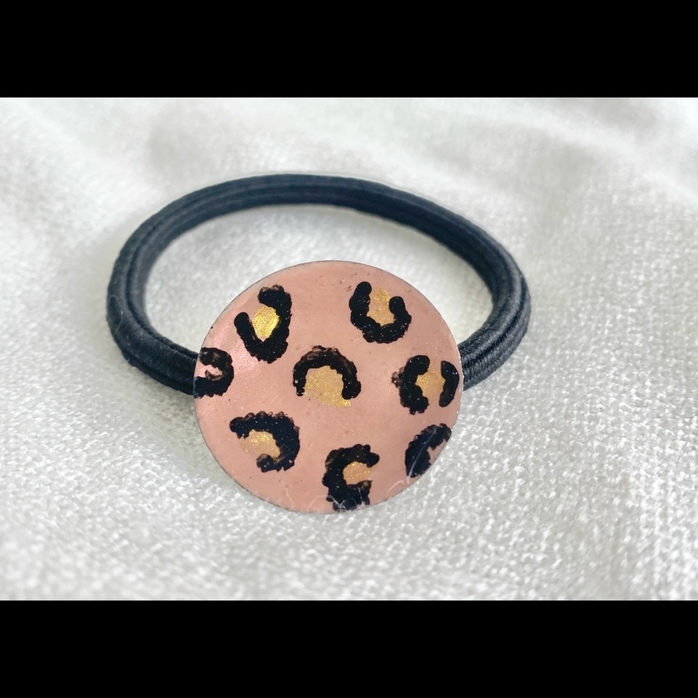 Custom handcrafted animal print resin ponytail holder